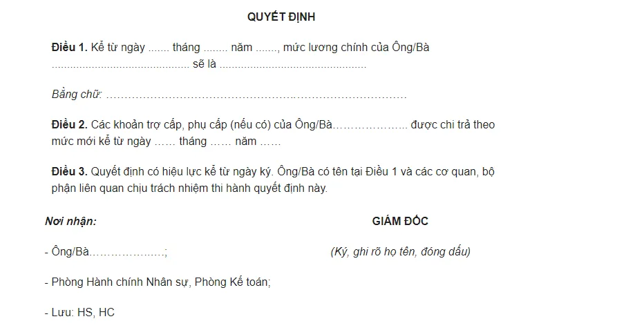 Mẫu quyết định tăng lương 2019 – trang 2