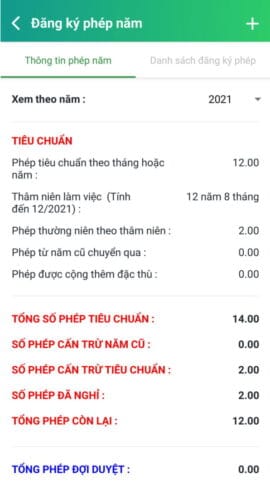 App đăng ký nghỉ phép năm online CoreHRM
