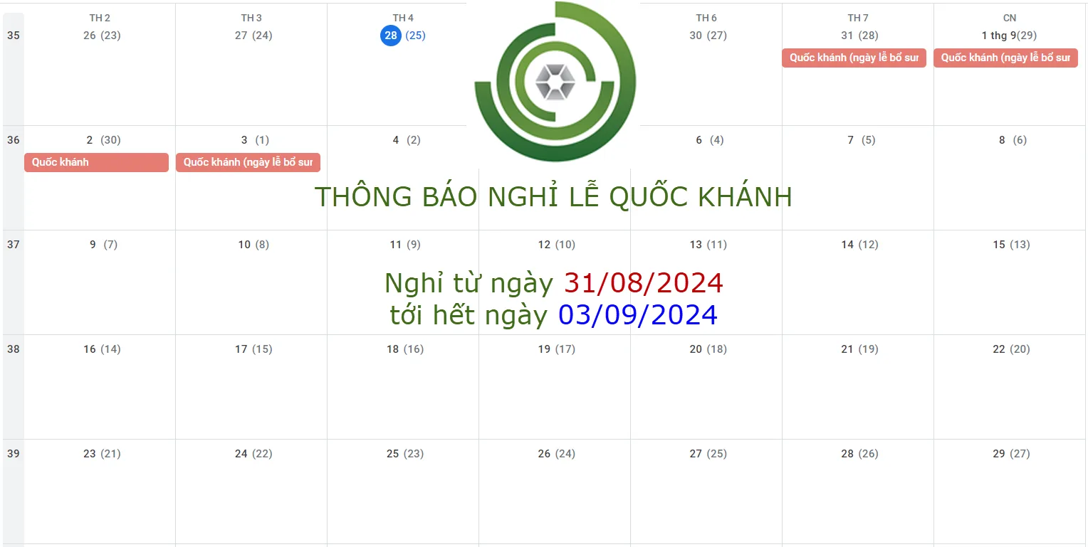 Lịch nghỉ lễ Quốc khánh năm 2024 Công Ty Sài Gòn Tâm Điểm