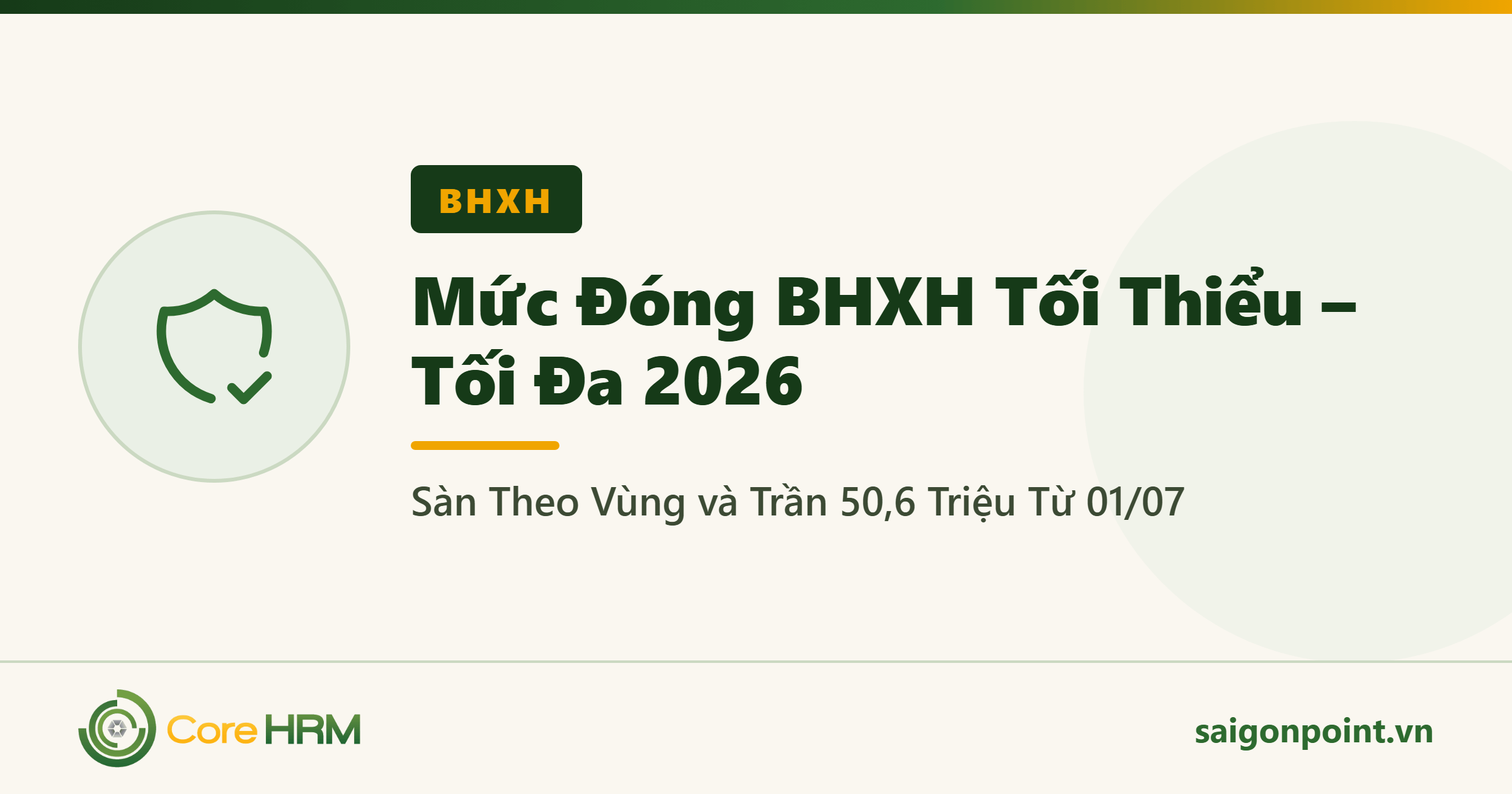 Mức Đóng BHXH Tối Thiểu – Tối Đa 2026: Sàn Theo Vùng và Trần 50,6 Triệu Từ 01/07
